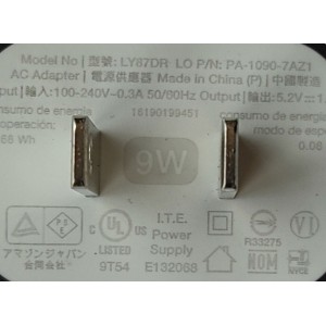 ADAPTADOR AC AMAZON / NUMERO DE PARTE LY87DR / PA-1090-7AZ1 / ENTRADA 100-240V AC / SALIDA: 5.2V DC- 1.8A